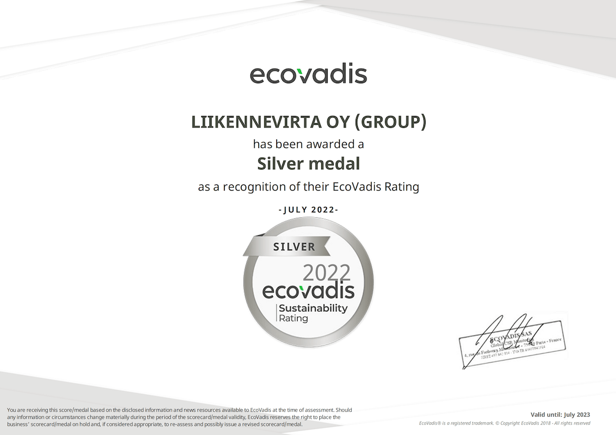 Virta Receives EcoVadis Silver Medal For Sustainability Performance